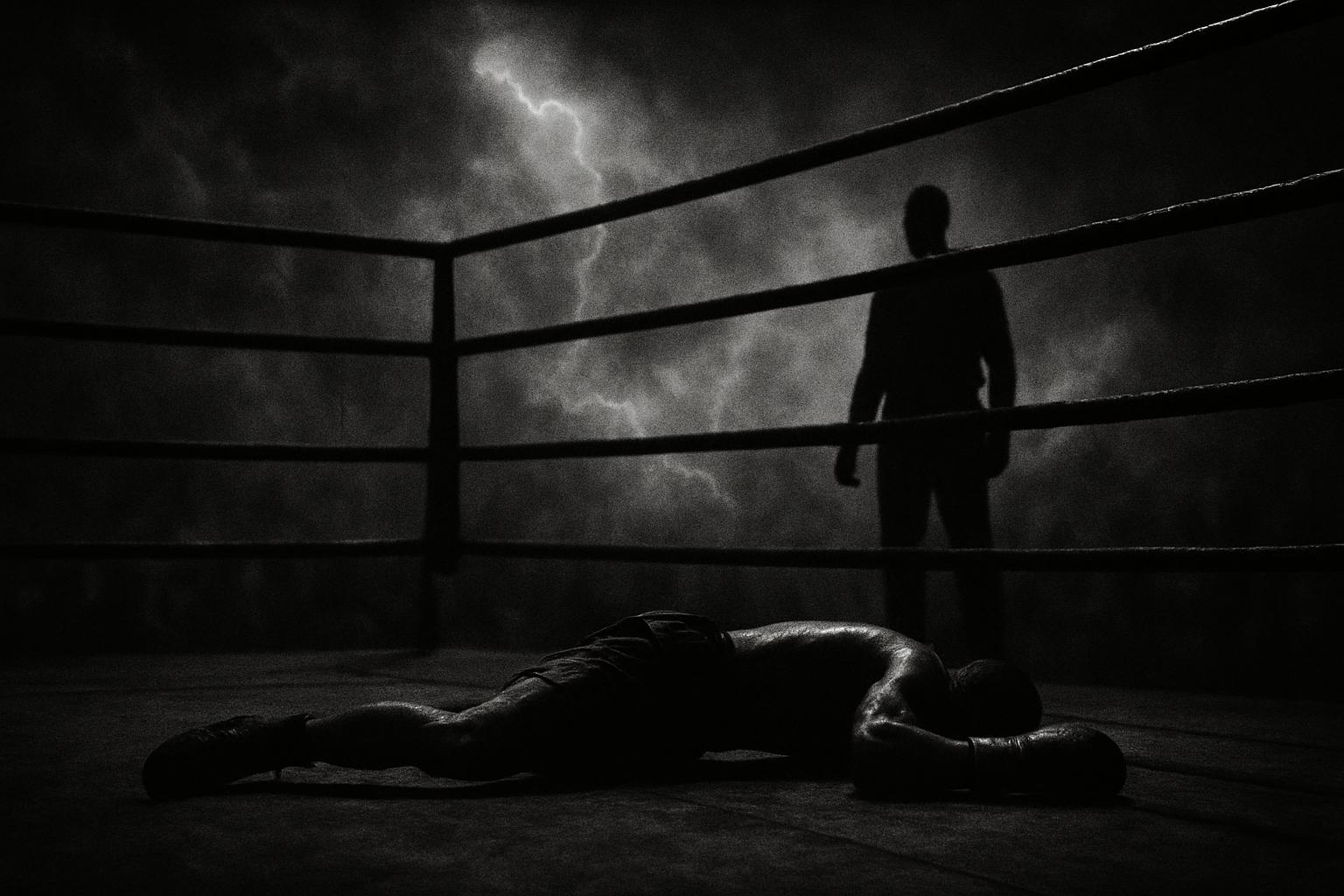 Grayscale editorial illustration: In Dublin, Chamberlain Fells O’Leary Late, A Reminder Of 140's Wild Weather