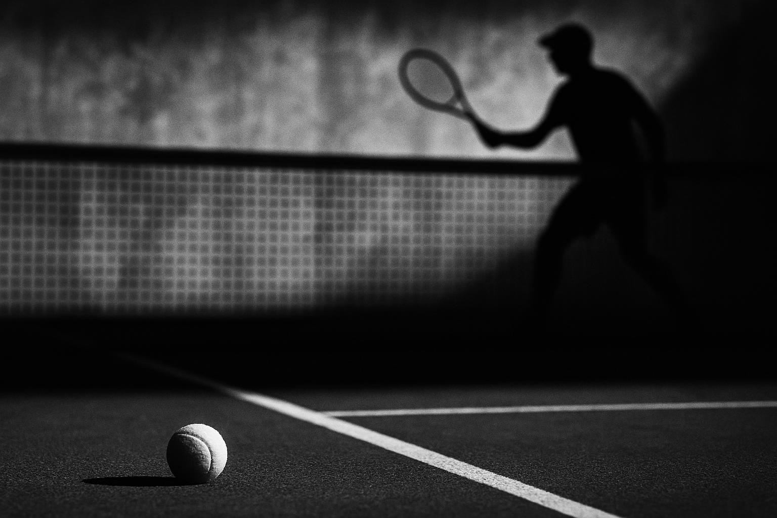 Grayscale editorial illustration: Norrie’s Flicker In Los Cabos Meets Shapovalov’s Cold Steel