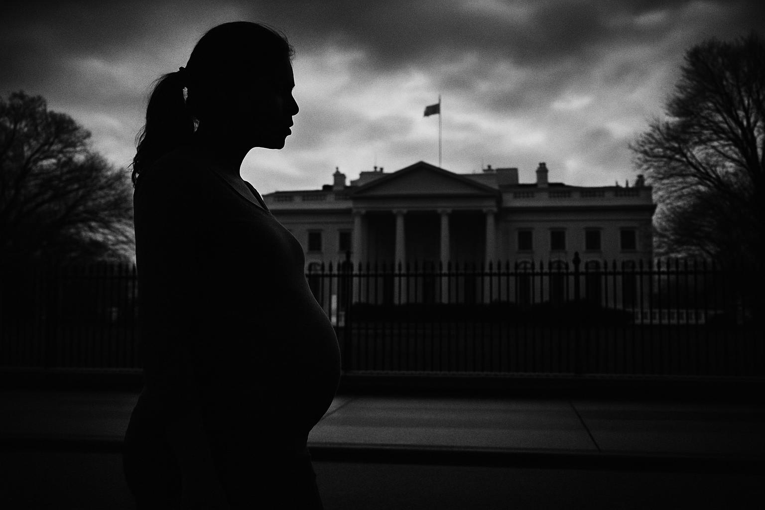 Grayscale editorial illustration: What The White House Birthright Orders Mean For Indian Travelers And Families